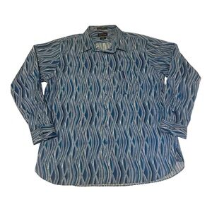 Paul Fredrick Mens Size XXLT Blue Wave Pattern Men's Shirt